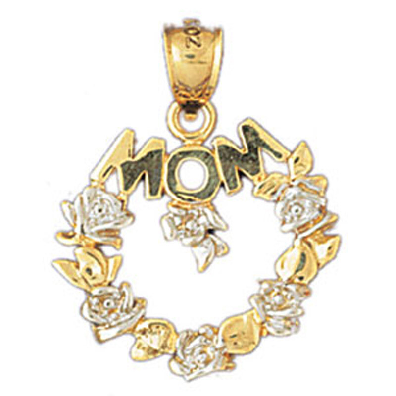 Mom Pendant Necklace Charm Bracelet in Yellow, White or Rose Gold 10961
