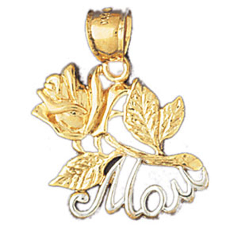 Mom Pendant Necklace Charm Bracelet in Yellow, White or Rose Gold 10959