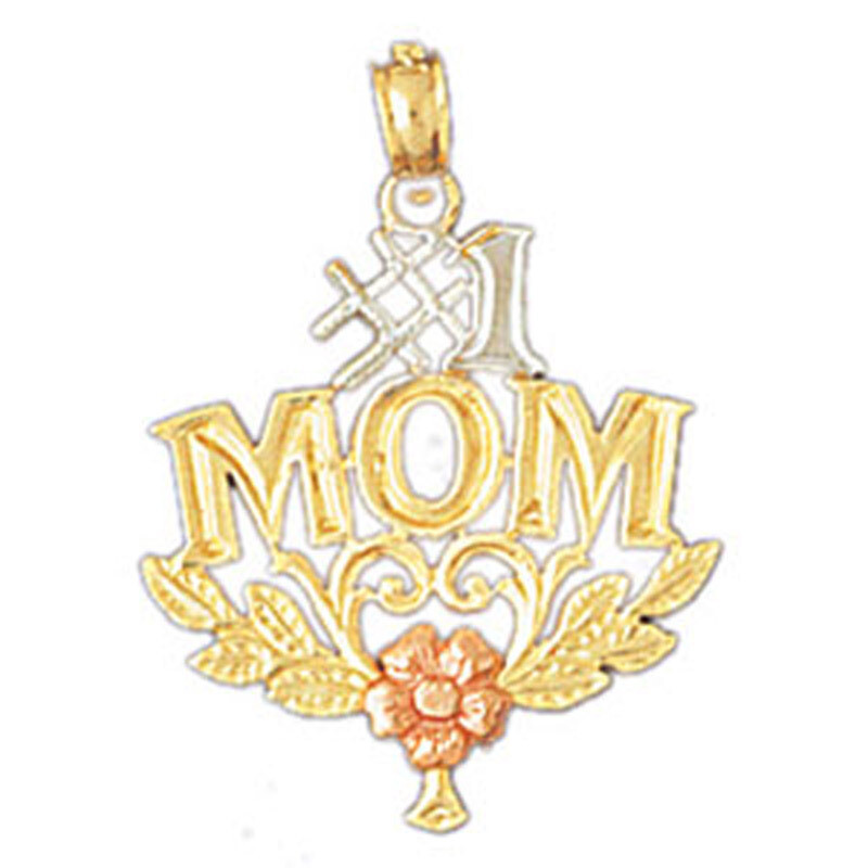 Mom Pendant Necklace Charm Bracelet in Yellow, White or Rose Gold 10955
