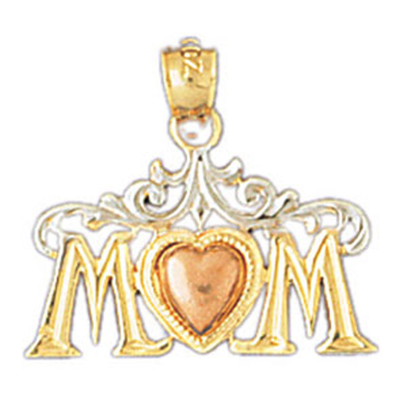 Mom Pendant Necklace Charm Bracelet in Yellow, White or Rose Gold 10954