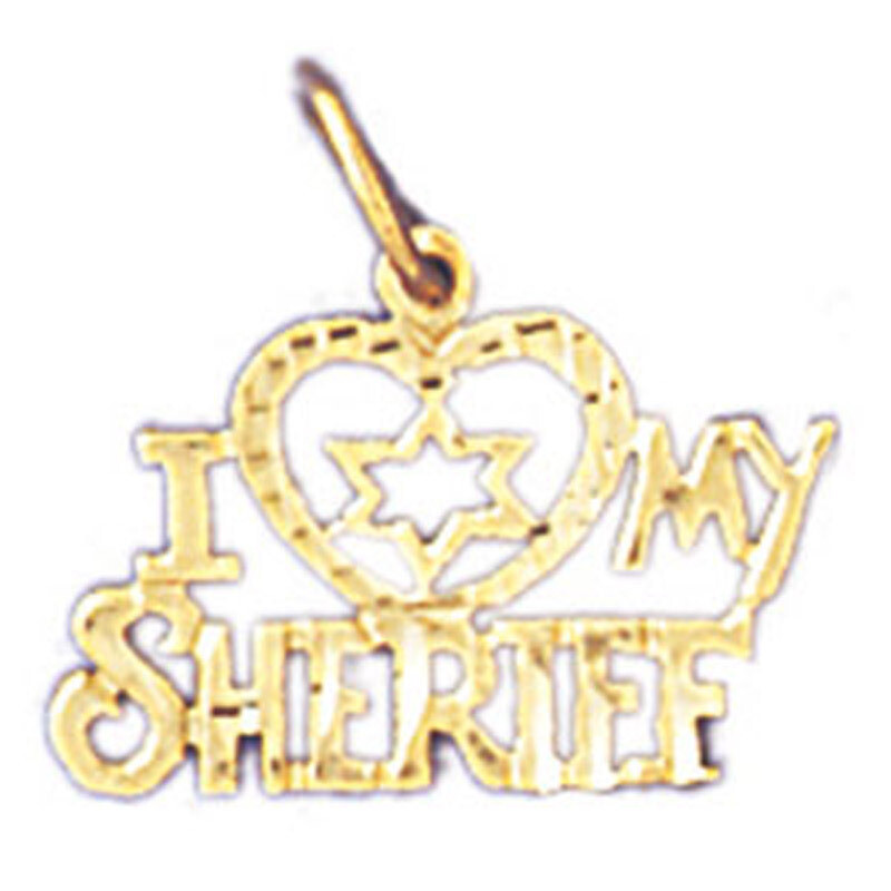 I Love My Sheriff Pendant Necklace Charm Bracelet in Yellow, White or Rose Gold 10942