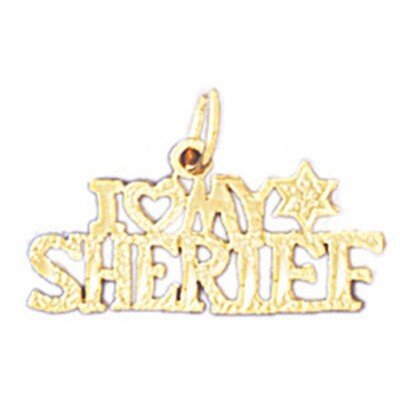 Dazzlers Jewelry I Love My Sheriff Pendant Necklace Charm Bracelet in Yellow, White or Rose Gold 10…