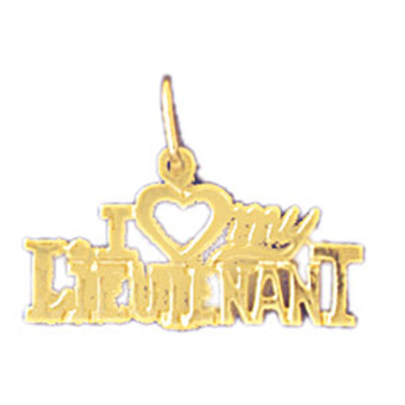 I Love My Lieutenant Pendant Necklace Charm Bracelet in Yellow, White or Rose Gold 10937