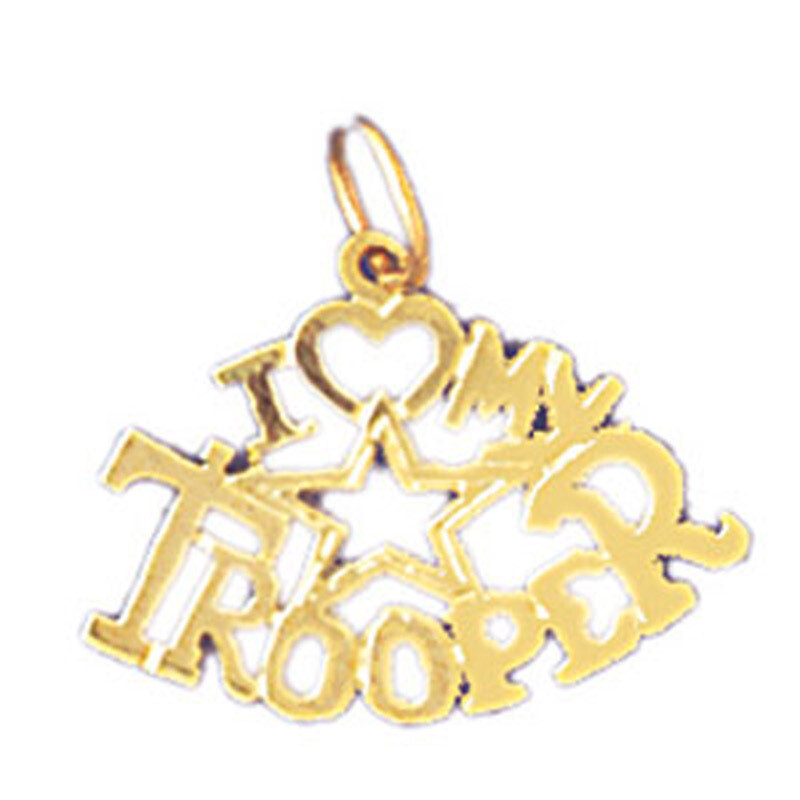 I Love My Trooper Pendant Necklace Charm Bracelet in Yellow, White or Rose Gold 10938