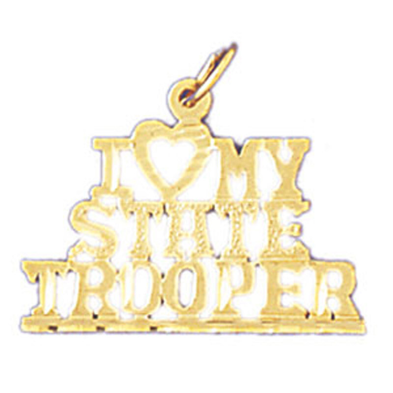 I Love My State Trooper Pendant Necklace Charm Bracelet in Yellow, White or Rose Gold 10939