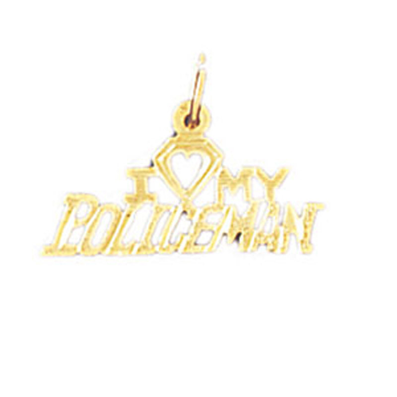I Love My Policeman Pendant Necklace Charm Bracelet in Yellow, White or Rose Gold 10934