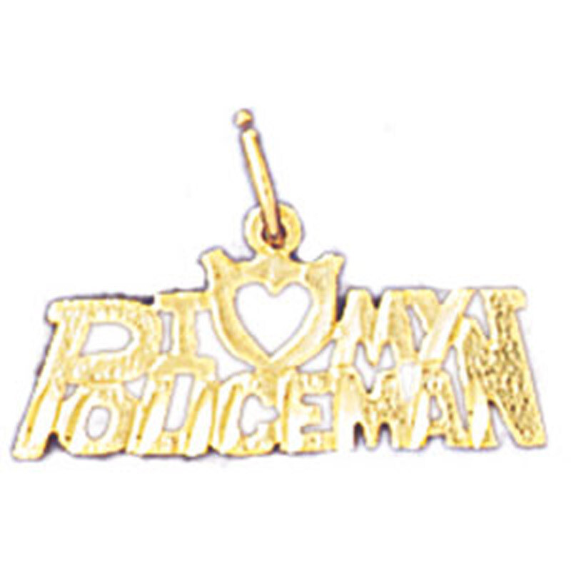 I Love My Policeman Pendant Necklace Charm Bracelet in Yellow, White or Rose Gold 10936