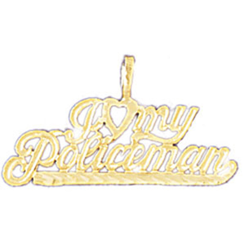 I Love My Policeman Pendant Necklace Charm Bracelet in Yellow, White or Rose Gold 10933