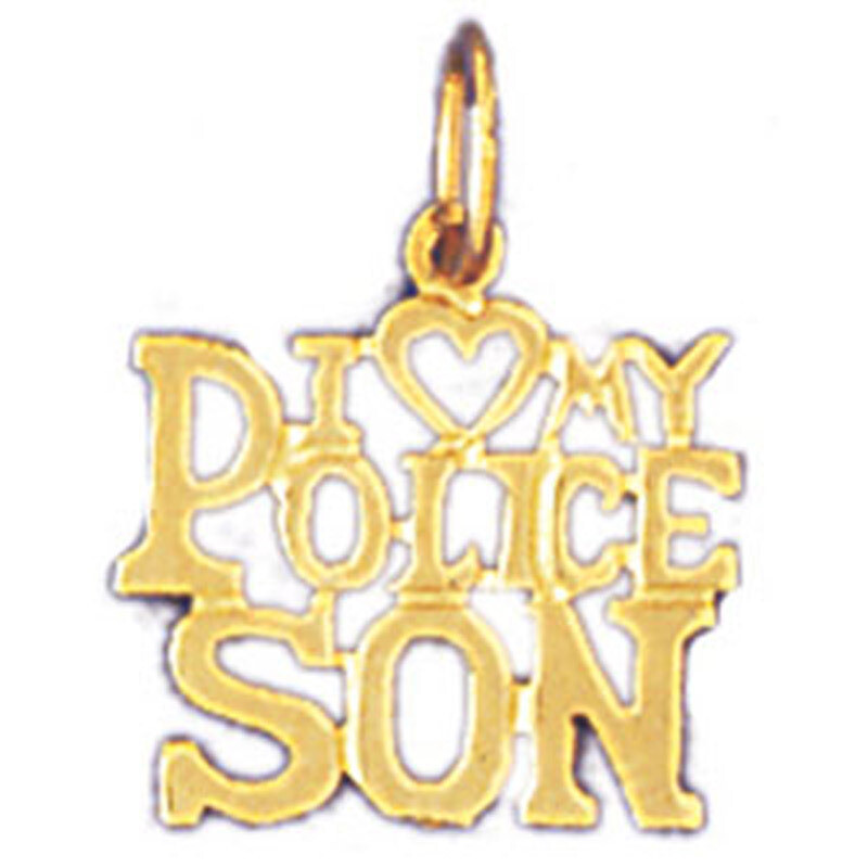 I Love My Police Son Pendant Necklace Charm Bracelet in Yellow, White or Rose Gold 10929