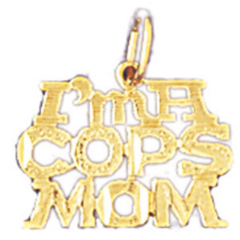 I am A Cops Mom Pendant Necklace Charm Bracelet in Yellow, White or Rose Gold 10928