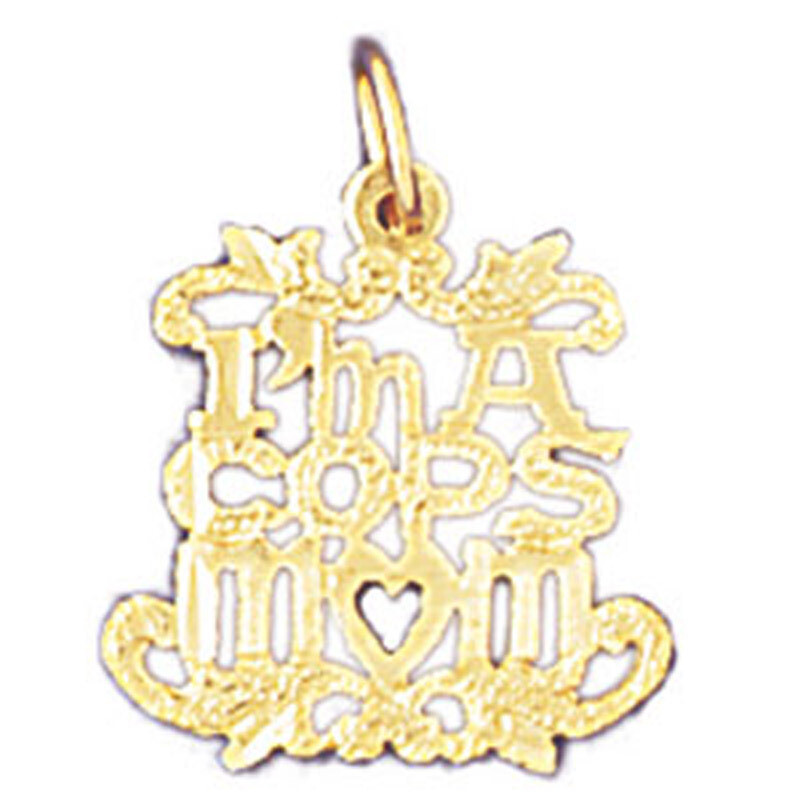 I am A Cops Mom Pendant Necklace Charm Bracelet in Yellow, White or Rose Gold 10927