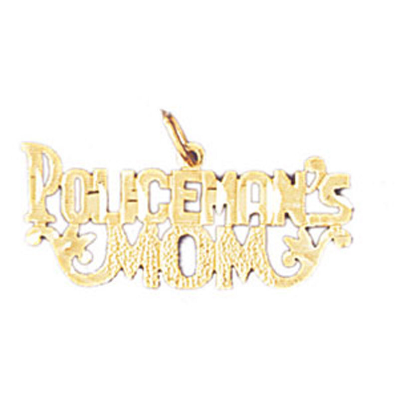 Policeman'S Mom Pendant Necklace Charm Bracelet in Yellow, White or Rose Gold 10923