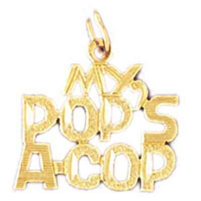 Dazzlers Jewelry My Pop Is A Cop Pendant Necklace Charm Bracelet in Yellow, White or Rose Gold 1092…