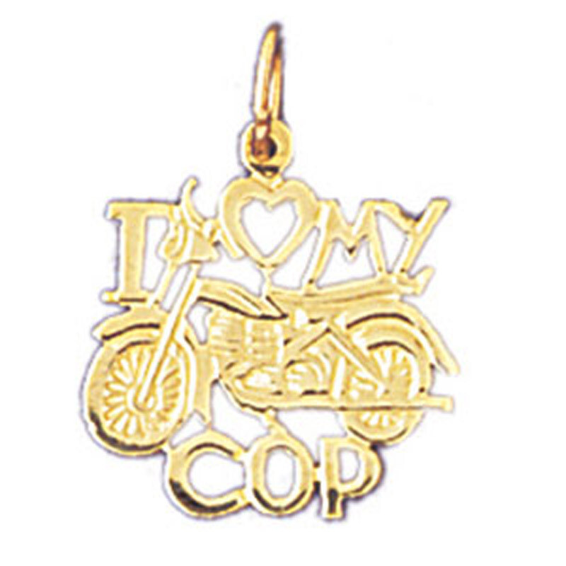 I Love My Cop Pendant Necklace Charm Bracelet in Yellow, White or Rose Gold 10919