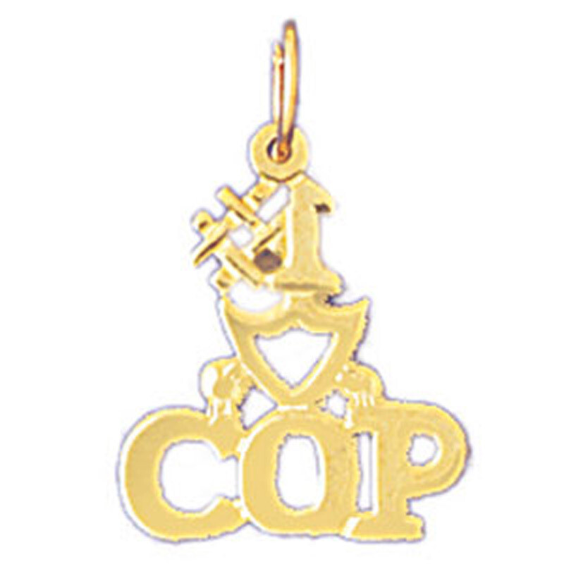#1 Cop Pendant Necklace Charm Bracelet in Yellow, White or Rose Gold 10918
