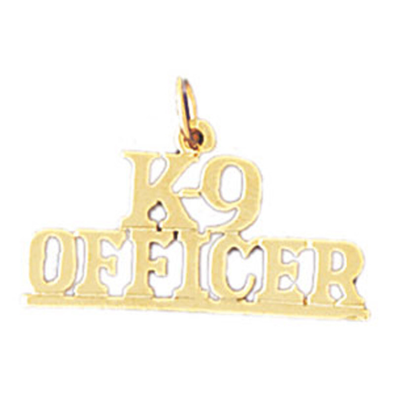 K-9 Officer Pendant Necklace Charm Bracelet in Yellow, White or Rose Gold 10912
