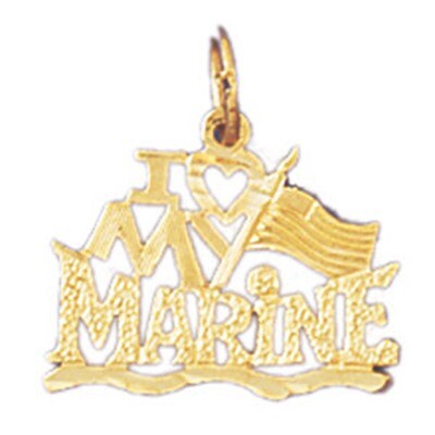 Dazzlers Jewelry I Love My Marine Pendant Necklace Charm Bracelet in Yellow, White or Rose Gold 109…