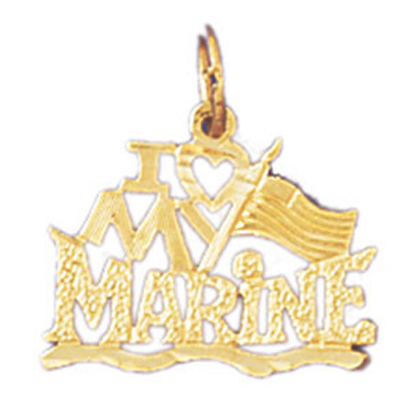 I Love My Marine Pendant Necklace Charm Bracelet in Yellow, White or Rose Gold 10904