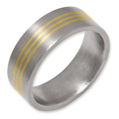 14K Gold Inlay 8mm Satin Band Titanium TB105-5