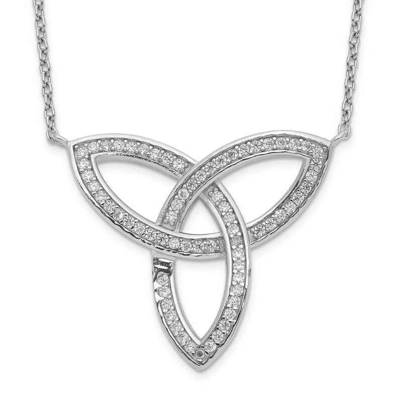 Rhodium-Plated CZ Diamond Celtic Knot 18 Inch Necklace Sterling Silver Polished QG6071-18
