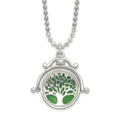 Reversible Enameled Tree Of Life Necklace Sterling Silver Polished QG6154-18, MPN: QG6154-18, 19110…