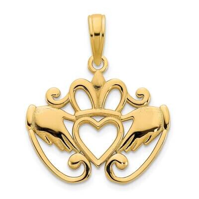 Fancy Claddagh Pendant 14k Gold D5011, MPN: D5011,
