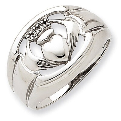 .01ct. Diamond &amp; Onyx Men&#39;s Claddagh Ring Mounting 14k White Gold Y4143, MPN: Y4143,