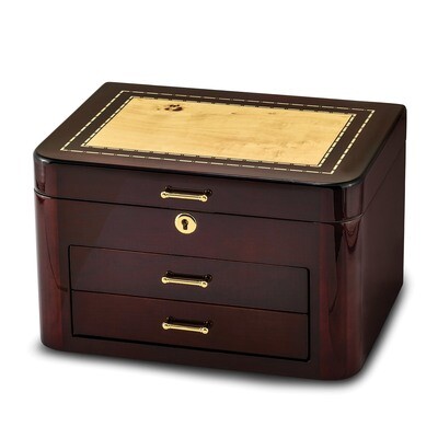 Burgundy Bubinga Wood Veneer with 2 Drawers Jewelry Box by Jere, MPN: JJB269, 191101682032