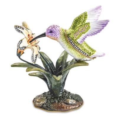 Bejeweled Viola Hummingbird &amp; Daylily Trinket Box BJ4089, MPN: BJ4089, 191101910418