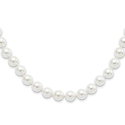 Majestik 10-11mm White Imitation Shell Pearl Necklace Sterling Silver Rhodium-plated QMJNM10W-18, M…