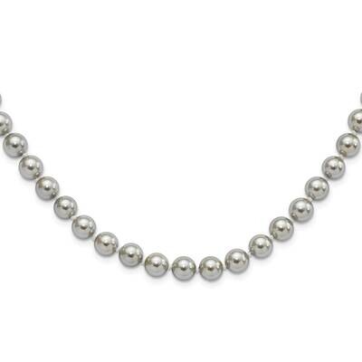 Majestik 8-9mm Grey Imitation Shell Pearl Necklace Sterling Silver Rhodium-plated QMJNM8G-18, MPN: …