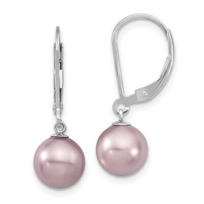 Majestik 8-9mm Purple Imitation Shell Pearl Leverback Ear Sterling Silver Rhodium-plated QMJEL8PU, …
