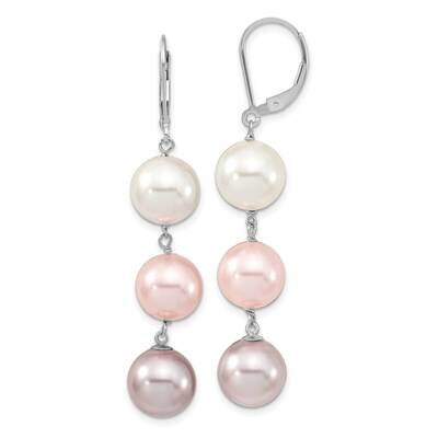 Majestik 10-11mm with Pi Pu Imitation Shell Pearl Earrings Sterling Silver Rhodium-plated QMJEL131W…