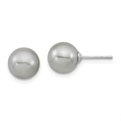 Majestik 8-9mm Grey Imitation Shell Pearl Stud Earrings Sterling Silver Rhodium-plated QMJE8G, MPN:…