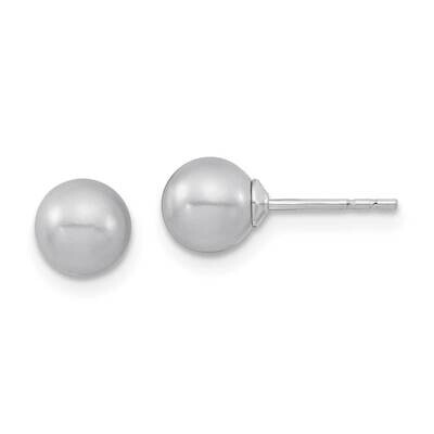 Majestik 6-7mm Grey Imitation Shell Pearl Stud Earrings Sterling Silver Rhodium-plated QMJE6G, MPN:…