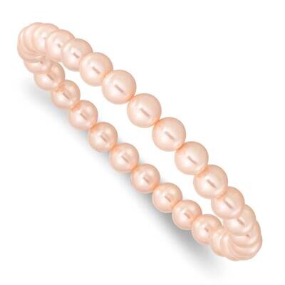Majestik 7-8mm Pink Imitation Shell Pearl Stretch Bracelet QMJB78P, MPN: QMJB78P, 196904156728