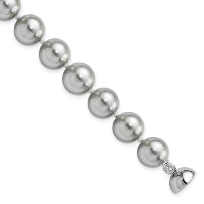 Majestik 10-11mm Grey Imitation Shell Pearl Bracelet 7.5 Inch Sterling Silver Rhodium-plated QMJBM1…