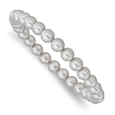 Majestik 7-8mm Grey Imitation Shell Pearl Stretch Bracelet QMJB78G, MPN: QMJB78G, 196904156643