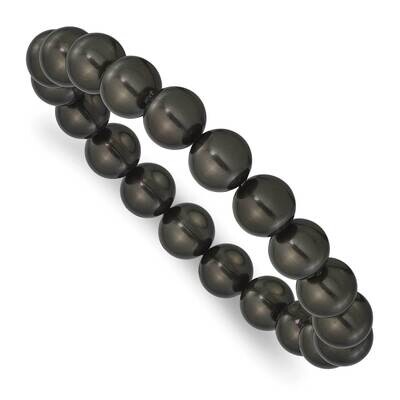 Majestik 10-11mm Black Imitation Shell Pearl Stretch Bracelet QMJB105B, MPN: QMJB105B, 196904156650