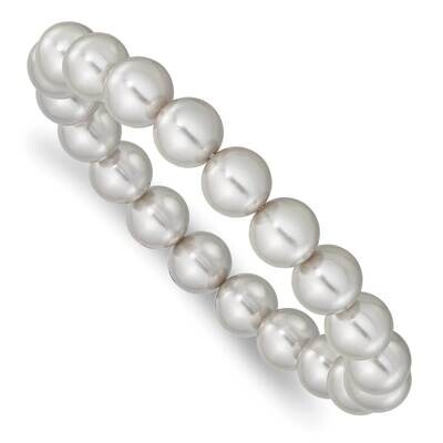 Majestik 10-11mm Grey Imitation Shell Pearl Stretch Bracelet QMJB105G, MPN: QMJB105G, 196904156759