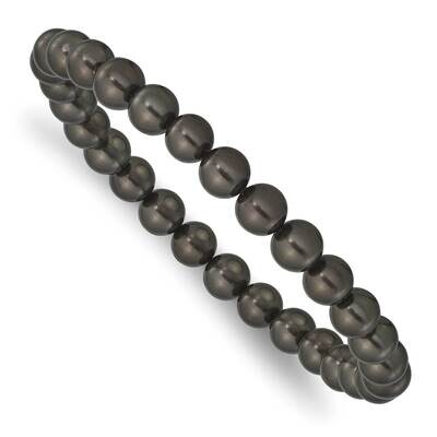 Majestik 7-8mm Black Imitation Shell Pearl Stretch Bracelet QMJB78B, MPN: QMJB78B, 196904156735