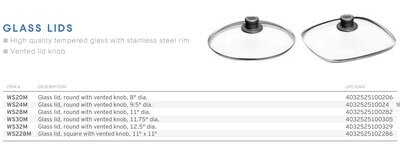 Frieling Diamond Lite Glass Lid Round with Vented Knob 11&quot; WS28M