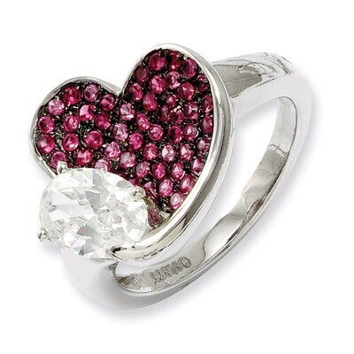 CZ Brilliant Embers Pink Heart Ring Sterling Silver QMP503-6