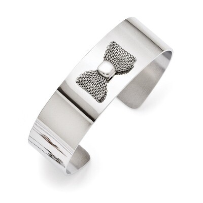 Mesh Bow Tie Polished Bangle - Stainless Steel SRB1323 by Chisel, MPN: SRB1323,