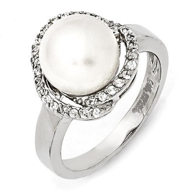 Cheryl M Pearl Ring Sterling Silver Cubic Zirconia QCM897, MPN: QCM897, 883957432687