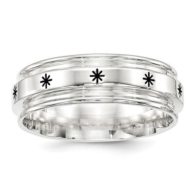 7mm Enamel Fancy Band Size 10 Sterling Silver QWB127-10
