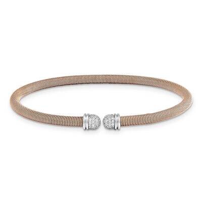Sterling Silver RG 8 plated Cuff Bypass CZ Bangle J284379171543