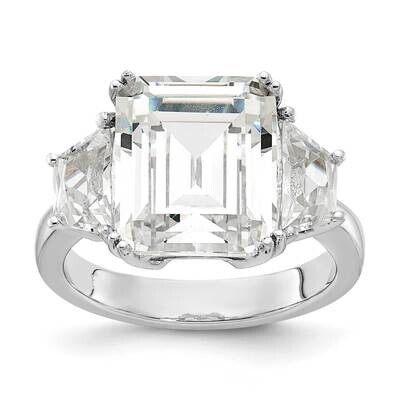 Cheryl M Rhodium-Plated Fancy Emerald Cut CZ Diamond Ring Sterling Silver QCM1564-6, MPN: QCM1564-6…