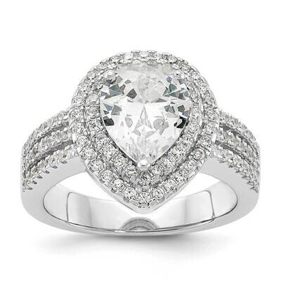 Cheryl M Rhodium-Plated Fancy Pear CZ Diamond Ring Sterling Silver QCM1570-6, MPN: QCM1570-6, 19110…