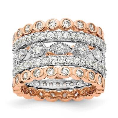 Cheryl M 3 2 Rose Gold-Plated CZ Diamond 5 Ring Set Sterling Silver Rhodium-plated QCM1494-5, MPN: …
